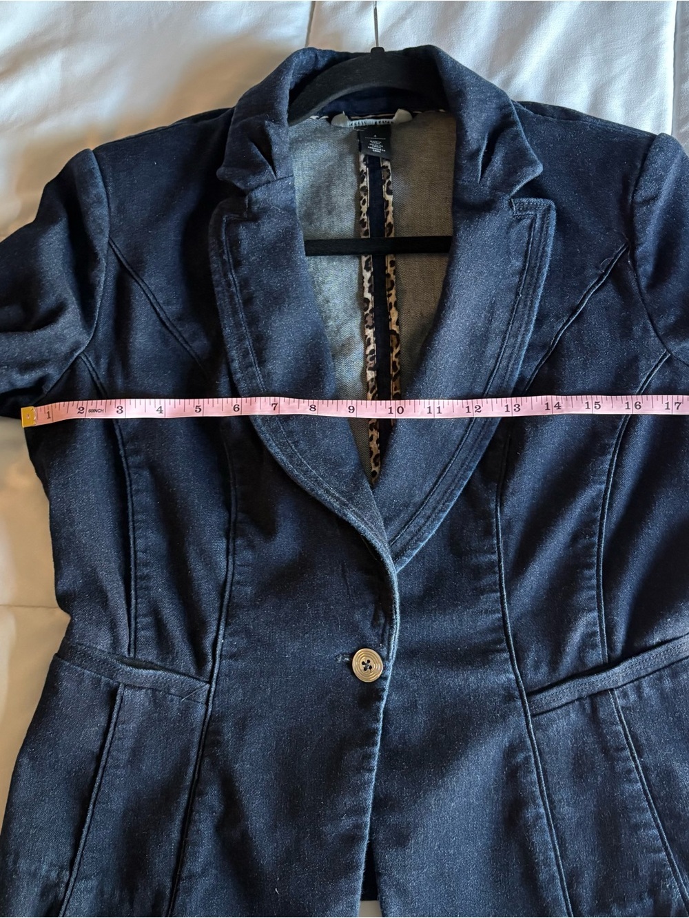 White House Black Markets Women's Dark Indigo Denim Blazer Jacket - Picture 9 of 11